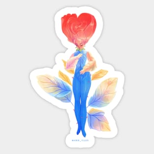 Red rose girl Sticker